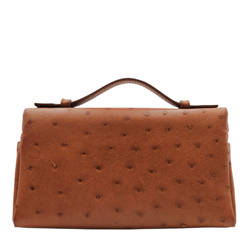 Extra Pocket L19 Brown Crossbody Bag in Ostrich Gold hardware