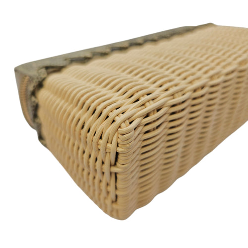 East-West Wicker Ombré  19cm Grey Top Handle Bag in Rattan Gold hardware