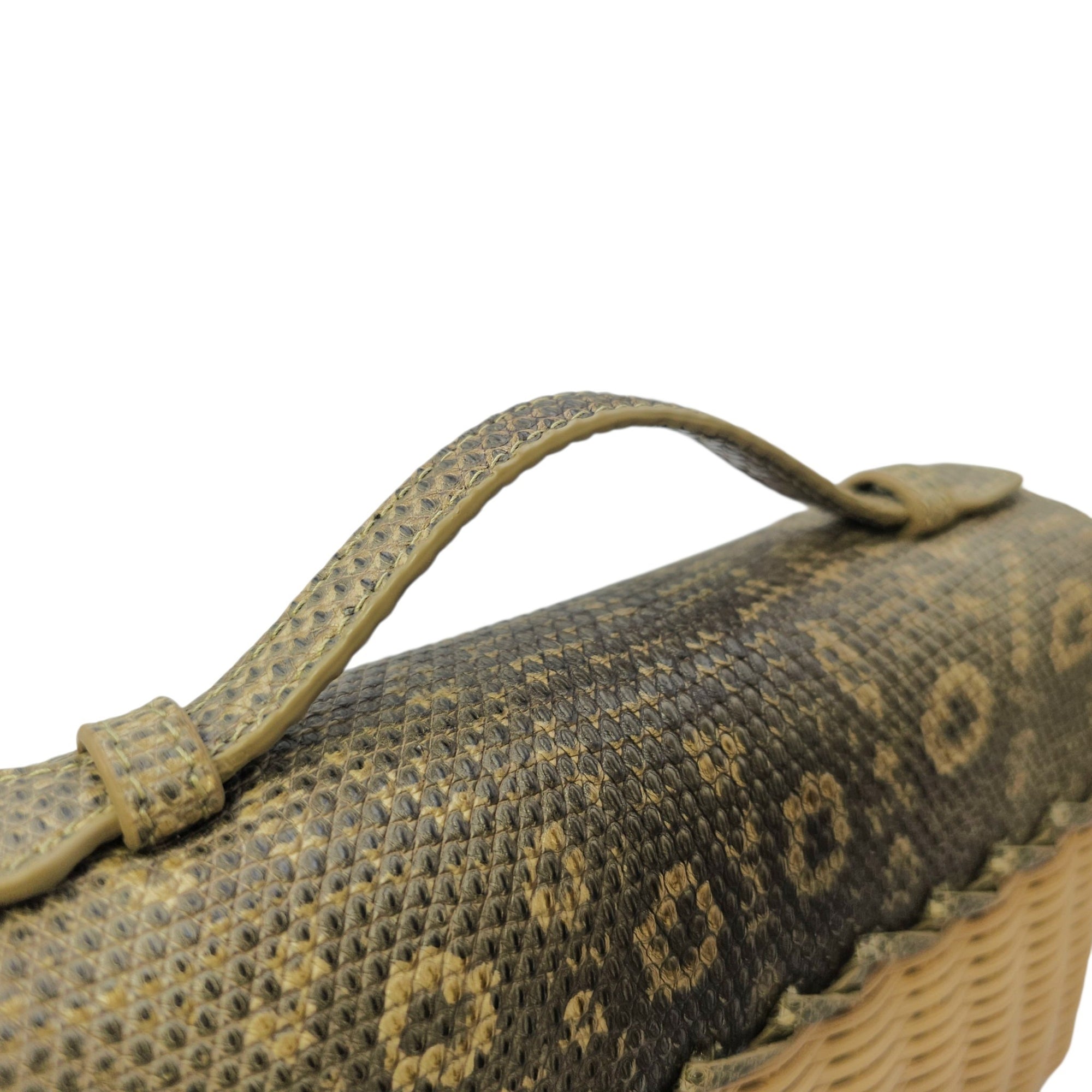 East-West Wicker Ombré  19cm Grey Top Handle Bag in Rattan Gold hardware