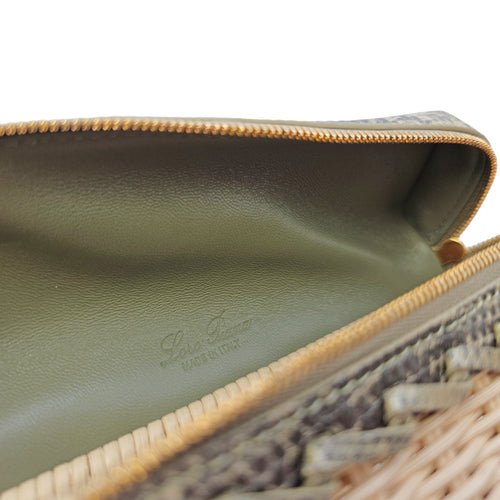 East-West Wicker Ombré  19cm Grey Top Handle Bag in Rattan Gold hardware