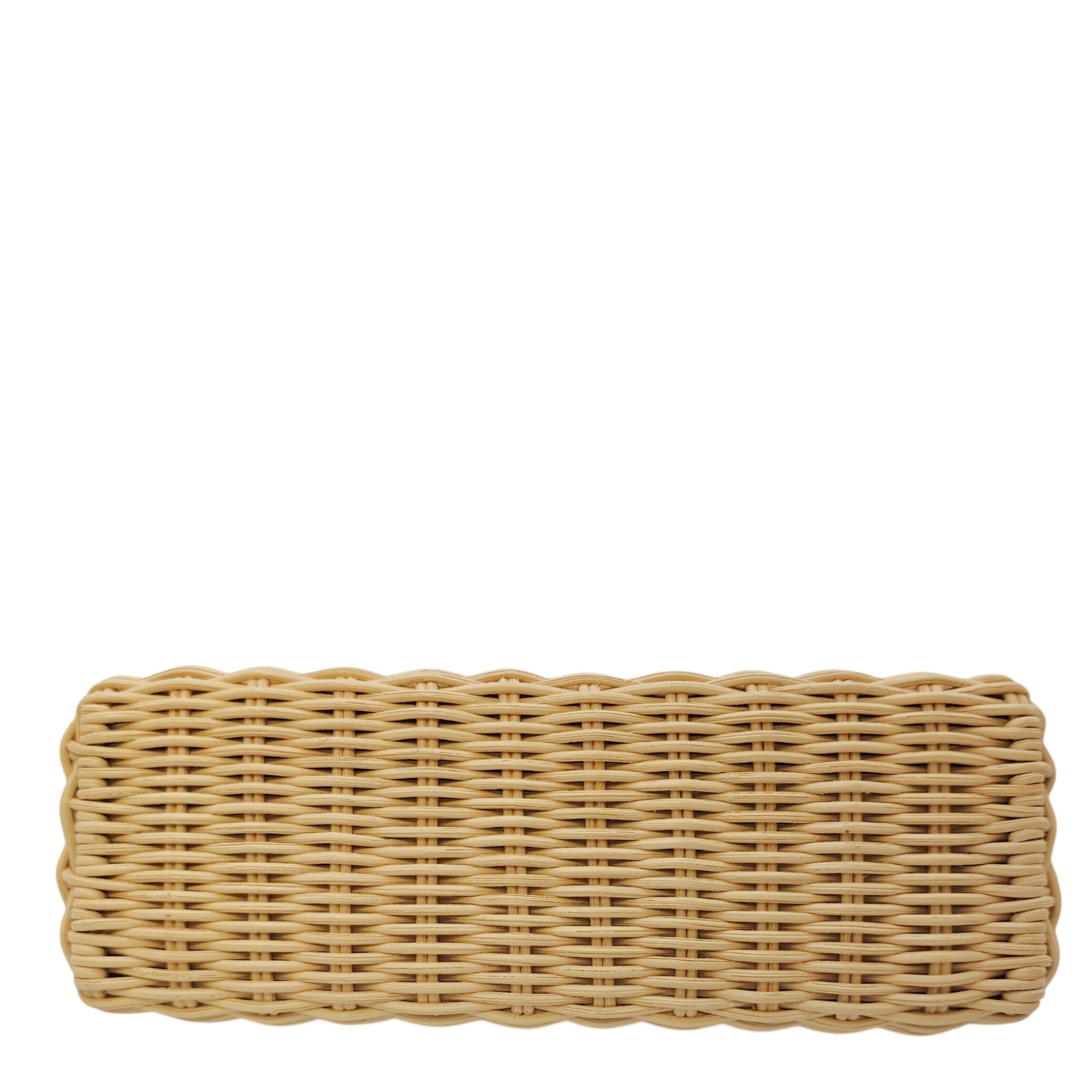 East-West Wicker Ombré  19cm Grey Top Handle Bag in Rattan Gold hardware