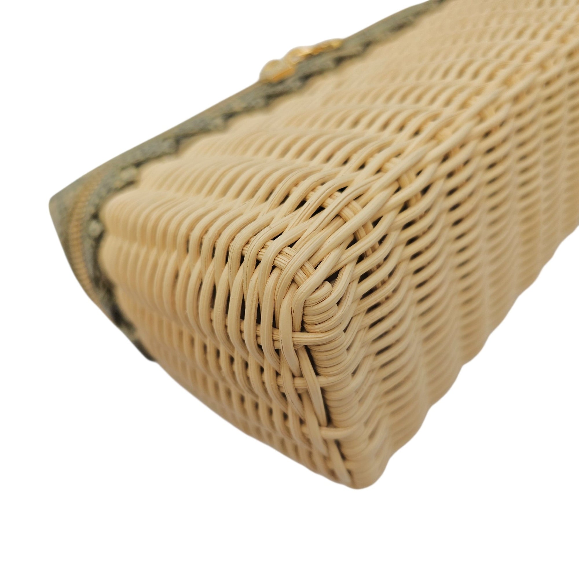 East-West Wicker Ombré  19cm Grey Top Handle Bag in Rattan Gold hardware