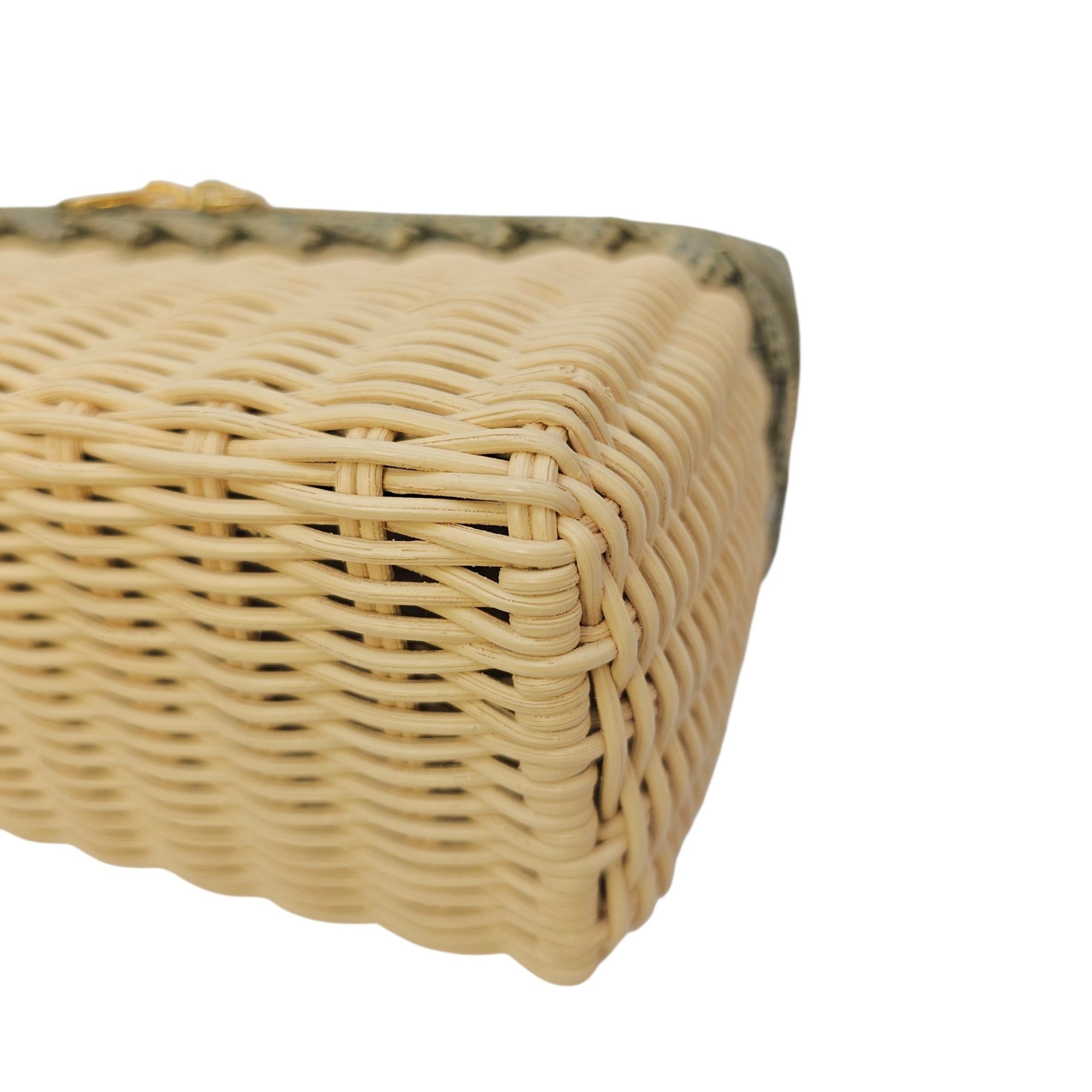 East-West Wicker Ombré  19cm Grey Top Handle Bag in Rattan Gold hardware