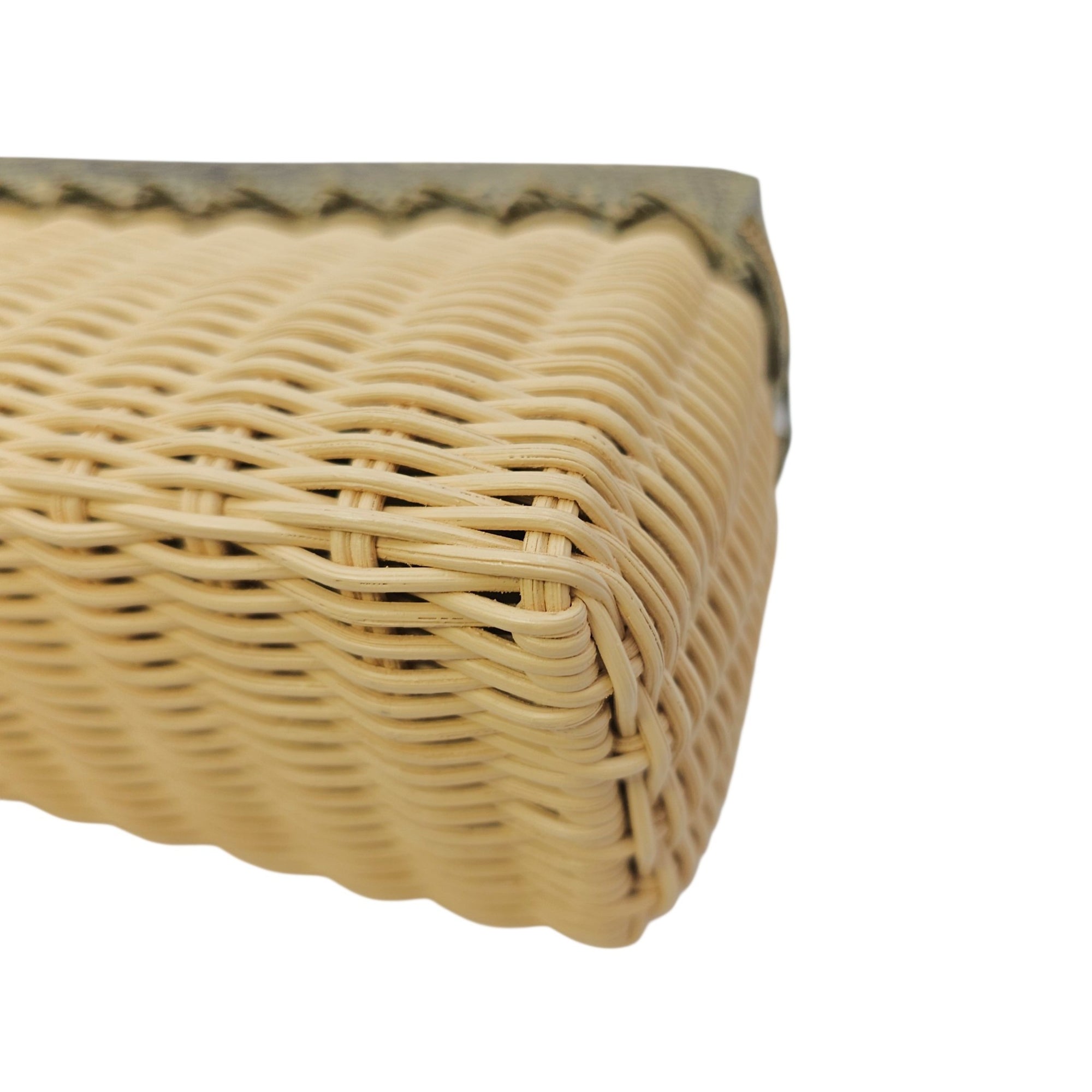 East-West Wicker Ombré  19cm Grey Top Handle Bag in Rattan Gold hardware