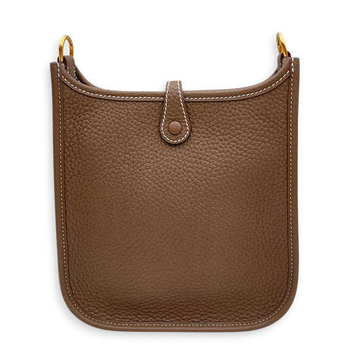 Evelyne Mini Etoupe in Clemence Gold hardware