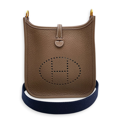 Evelyne Mini Etoupe in Clemence Gold hardware