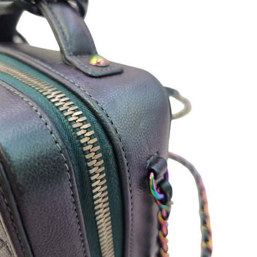 Iridescent Quilted CC Filigree Mini Blue Vanity Case in Caviar Leather Iridescent hardware