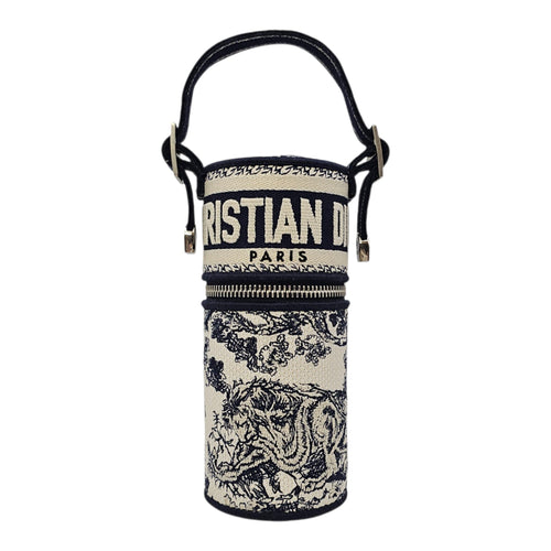 La Collection Privee Toile de Jouy Perfume Case 100 ml Navy Blue Top Handle Bag in Jacquard Silver hardware