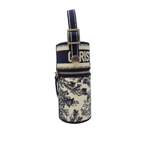 La Collection Privee Toile de Jouy Perfume Case 100 ml Navy Blue Top Handle Bag in Jacquard Silver hardware