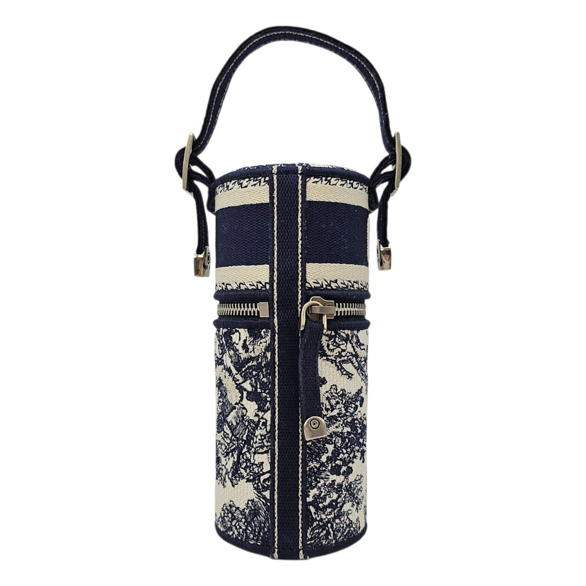 La Collection Privee Toile de Jouy Perfume Case 100 ml Navy Blue Top Handle Bag in Jacquard Silver hardware