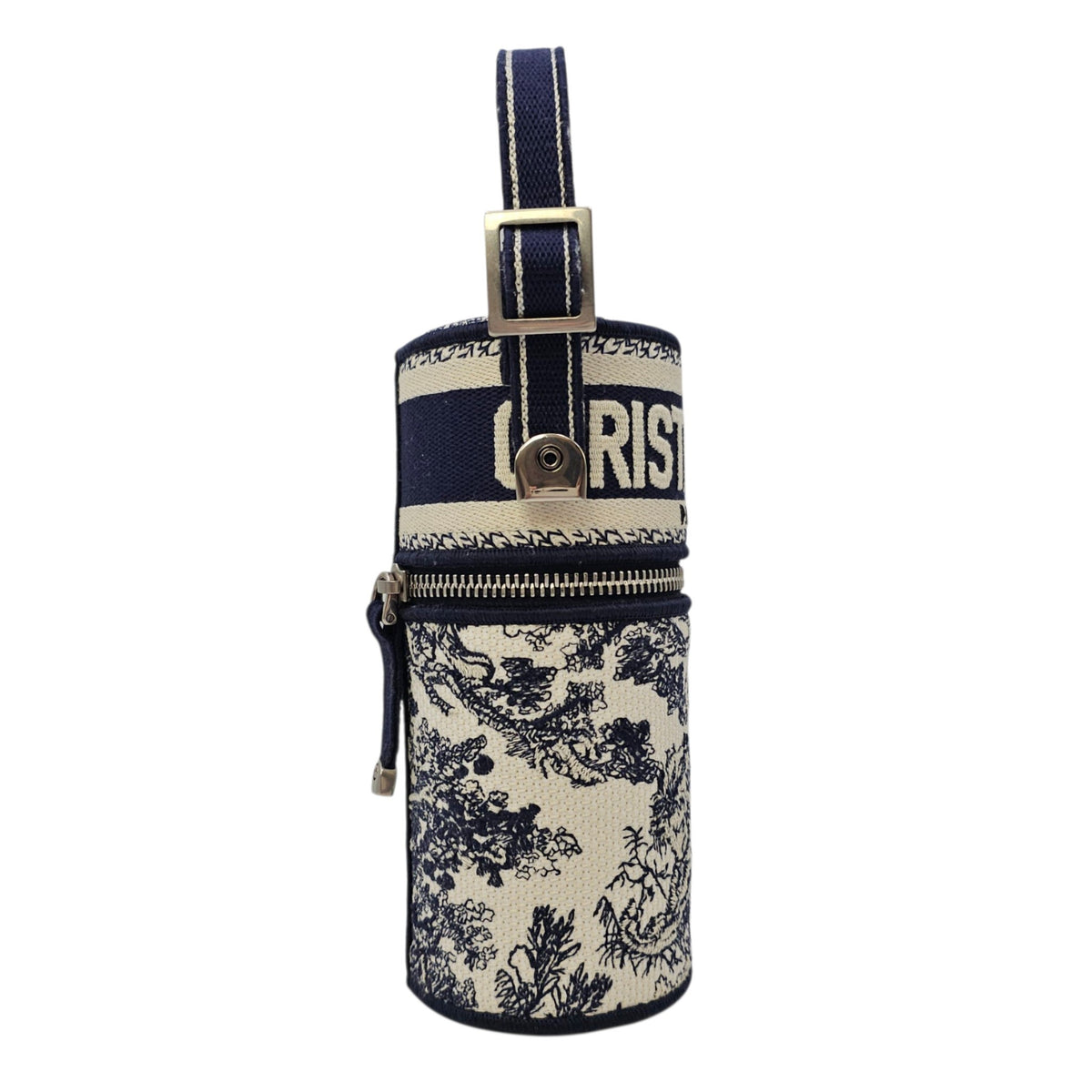 La Collection Privee Toile de Jouy Perfume Case 100 ml Navy Blue Top Handle Bag in Jacquard Silver hardware