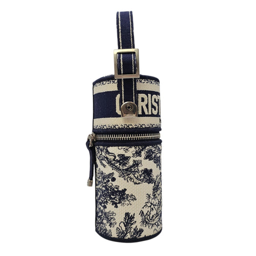 La Collection Privee Toile de Jouy Perfume Case 100 ml Navy Blue Top Handle Bag in Jacquard Silver hardware