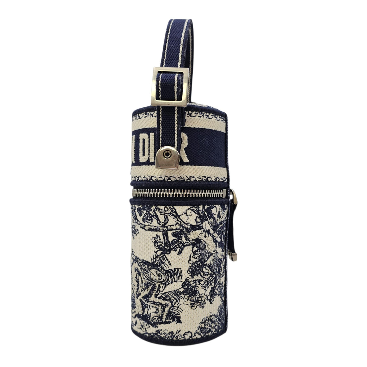 La Collection Privee Toile de Jouy Perfume Case 100 ml Navy Blue Top Handle Bag in Jacquard Silver hardware