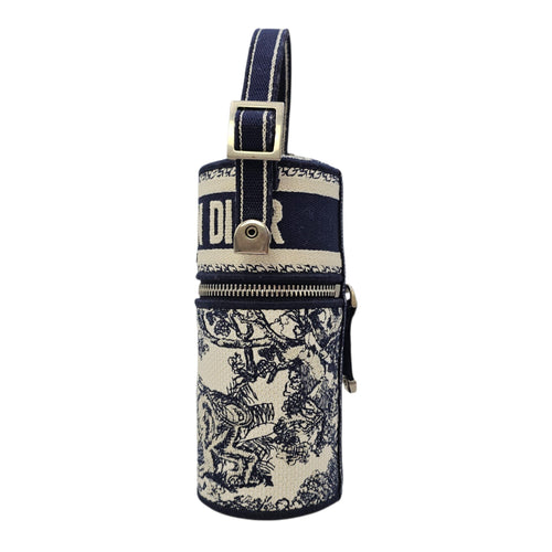 La Collection Privee Toile de Jouy Perfume Case 100 ml Navy Blue Top Handle Bag in Jacquard Silver hardware