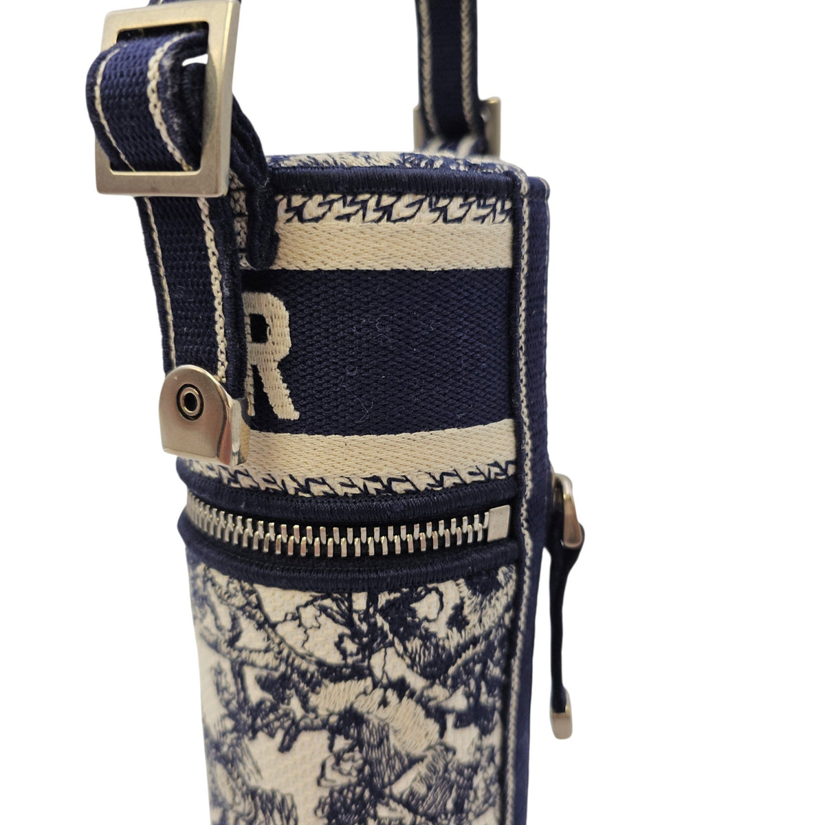 La Collection Privee Toile de Jouy Perfume Case 100 ml Navy Blue Top Handle Bag in Jacquard Silver hardware