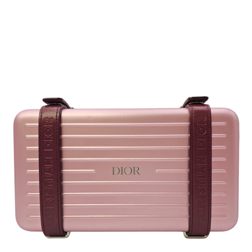 Dior x Rimowa Personal Clutch  Pink Top Handle Bag in Metallic Silver hardware