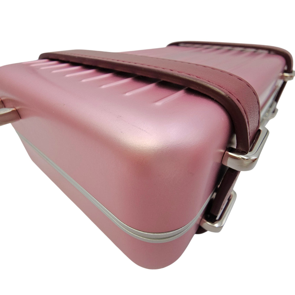 Dior x Rimowa Personal Clutch  Pink Top Handle Bag in Metallic Silver hardware