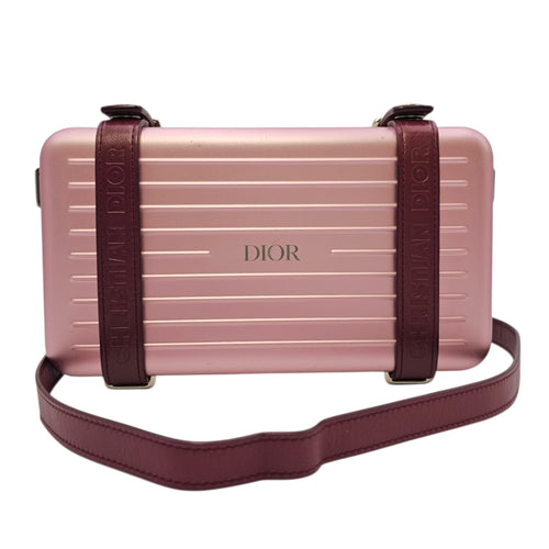 Dior x Rimowa Personal Clutch  Pink Top Handle Bag in Metallic Silver hardware