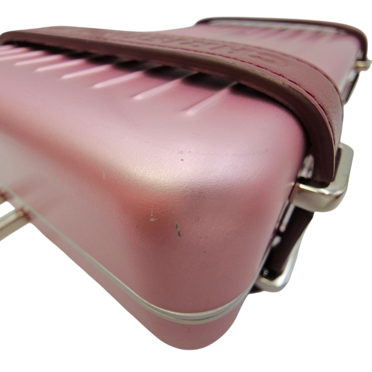 Dior x Rimowa Personal Clutch  Pink Top Handle Bag in Metallic Silver hardware