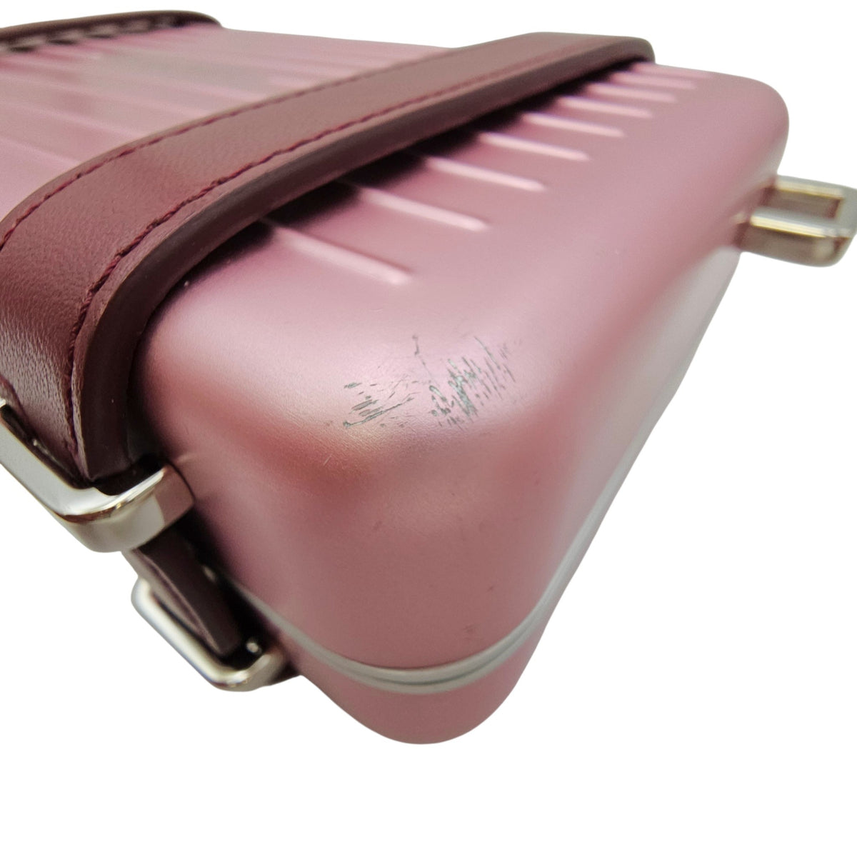 Dior x Rimowa Personal Clutch  Pink Top Handle Bag in Metallic Silver hardware