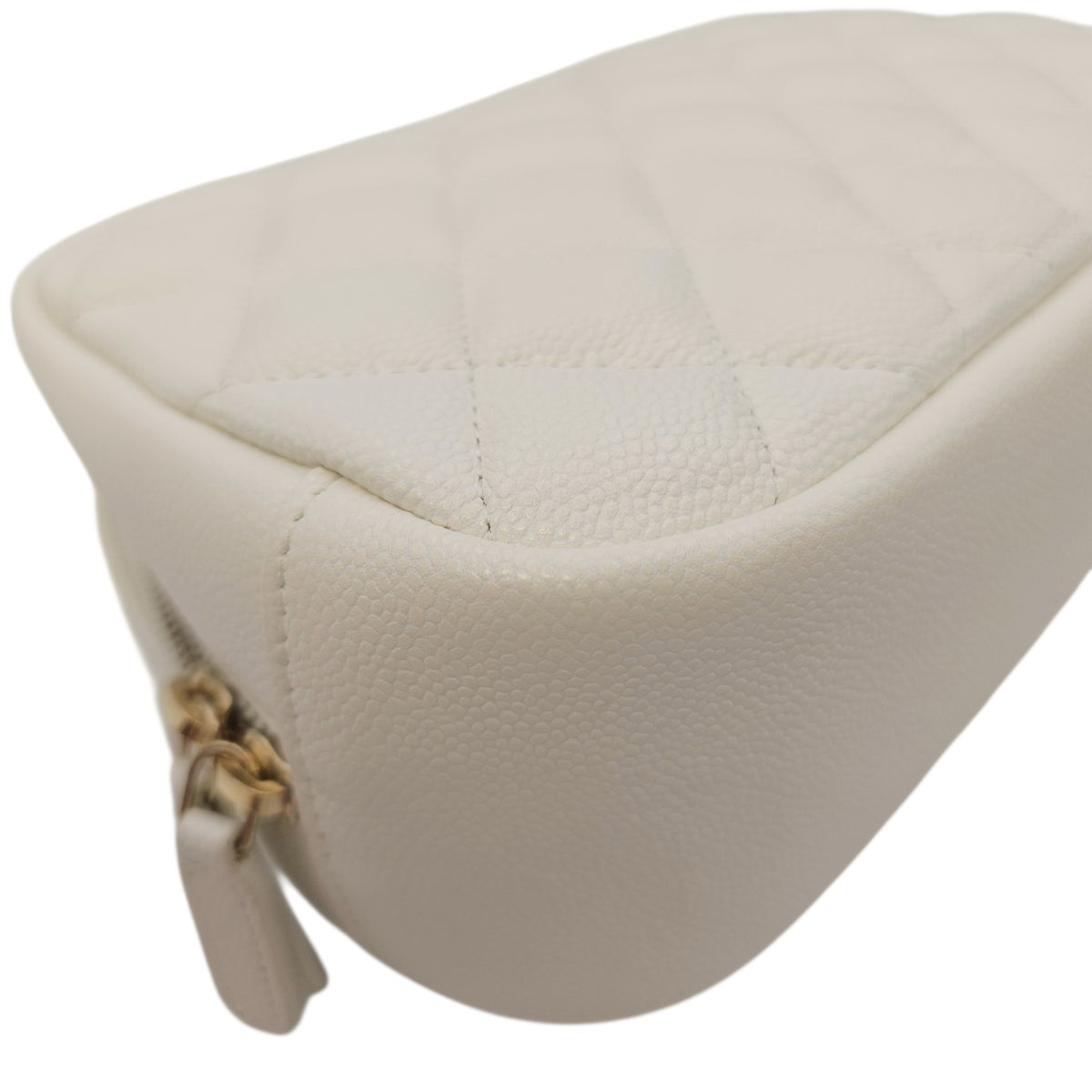 Vanity White Pouch in Caviar Leather Gold hardware