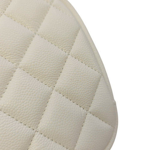 Vanity White Pouch in Caviar Leather Gold hardware