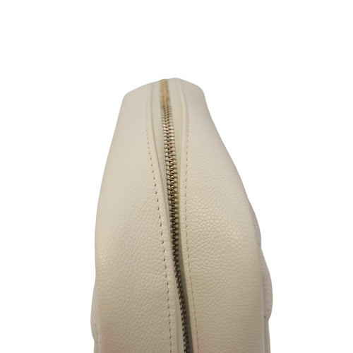 Vanity White Pouch in Caviar Leather Gold hardware