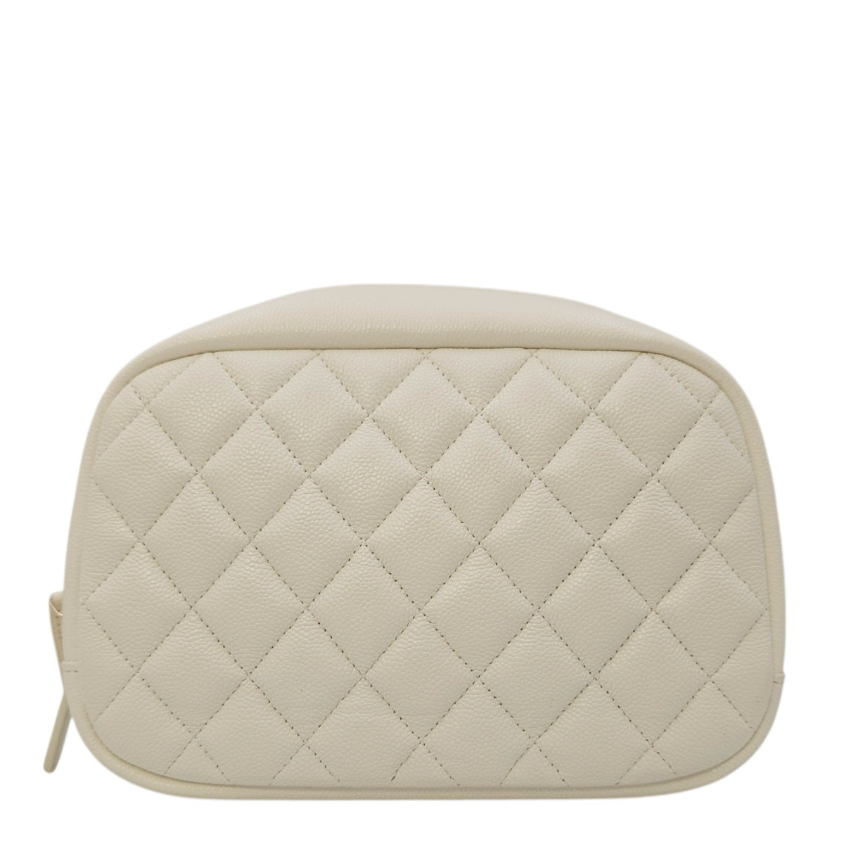 Vanity White Pouch in Caviar Leather Gold hardware