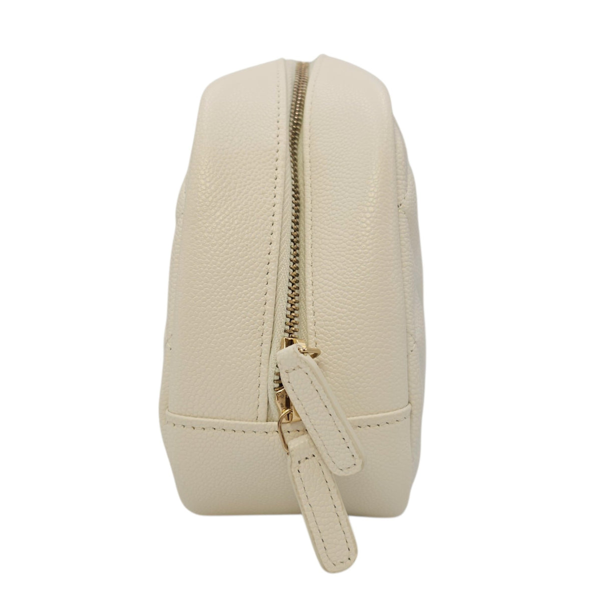 Vanity White Pouch in Caviar Leather Gold hardware