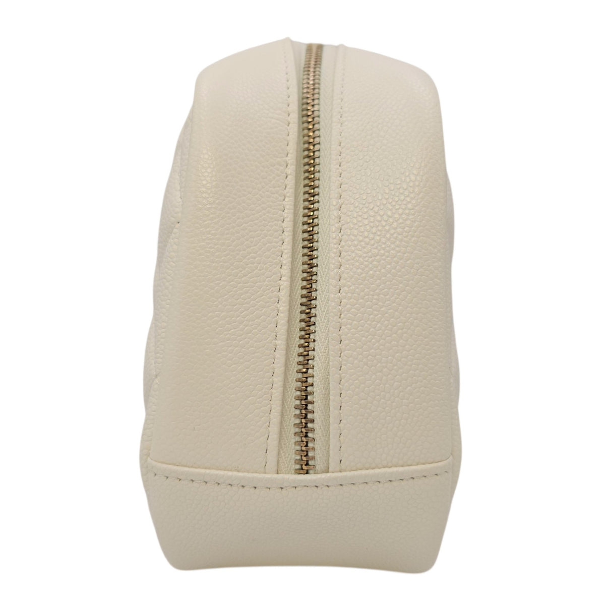 Vanity White Pouch in Caviar Leather Gold hardware