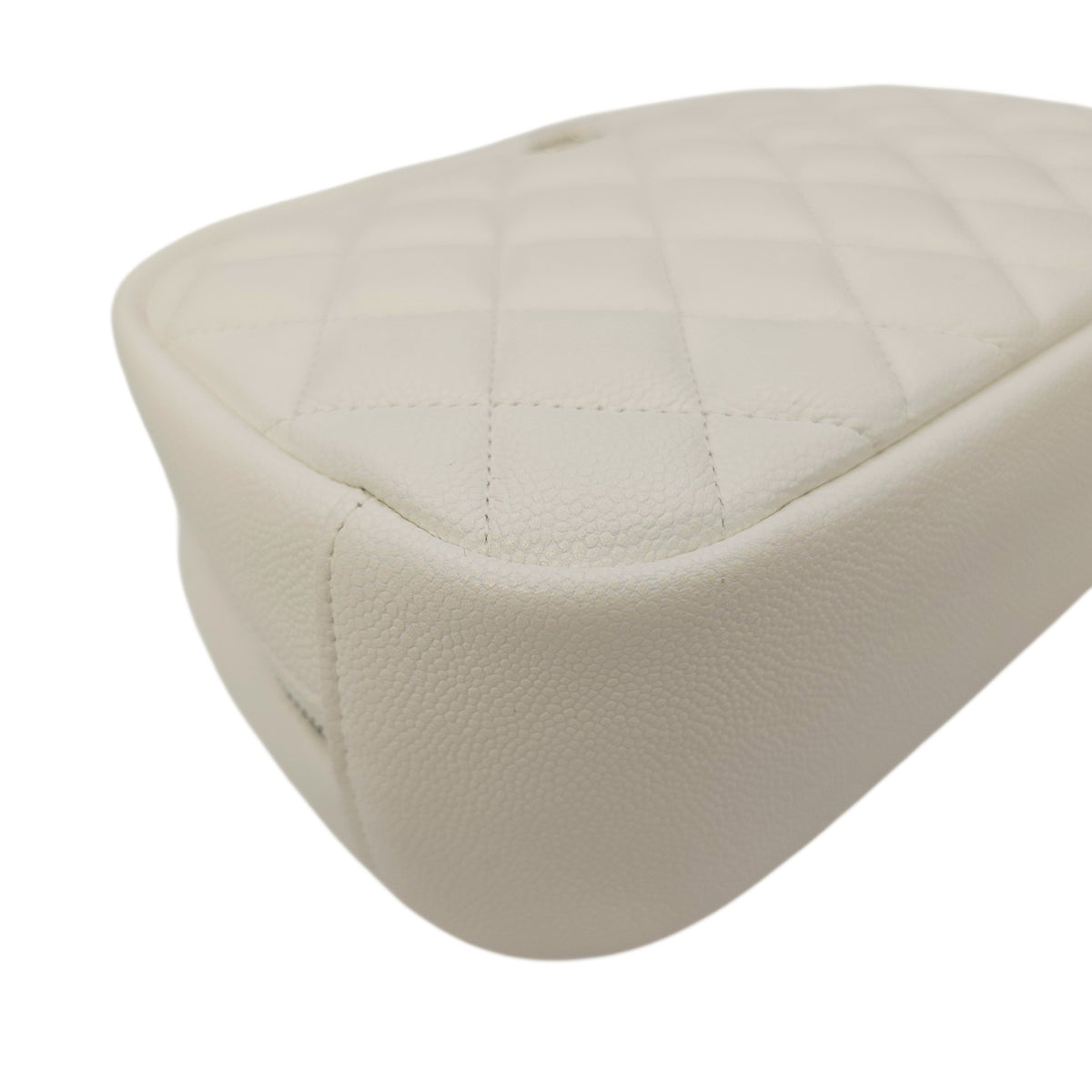 Vanity White Pouch in Caviar Leather Gold hardware