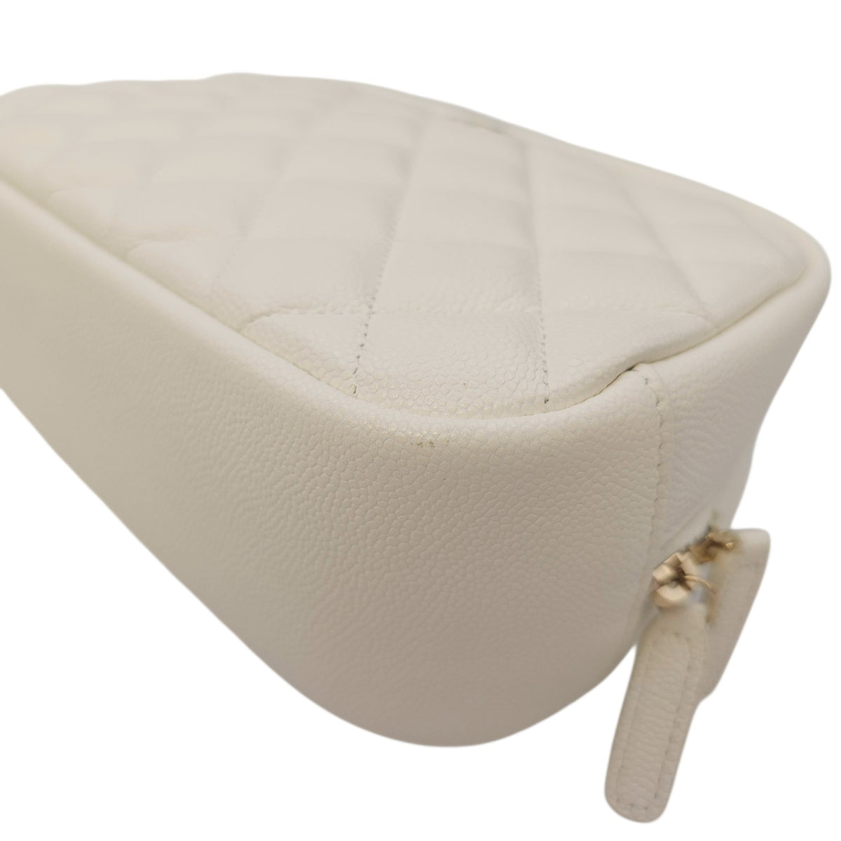 Vanity White Pouch in Caviar Leather Gold hardware