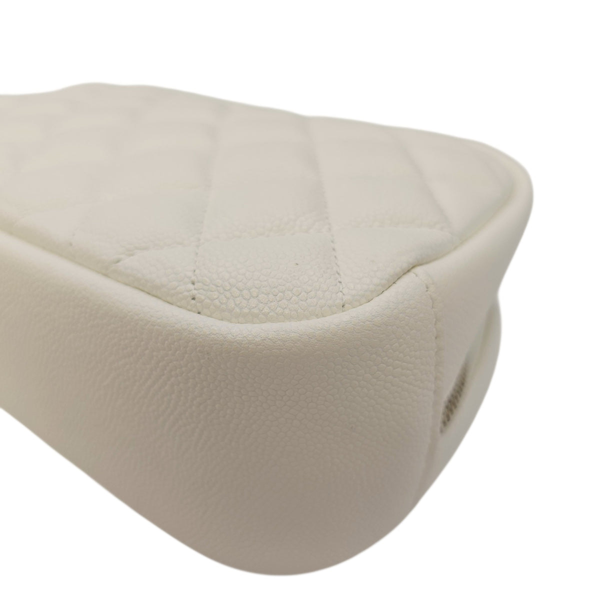 Vanity White Pouch in Caviar Leather Gold hardware