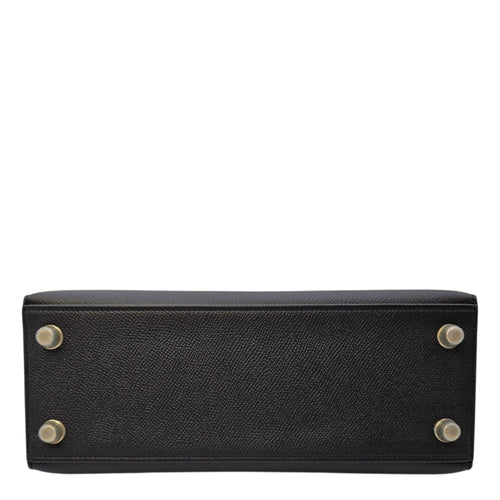 Sellier Kelly 25 Noir in Epsom Gold hardware