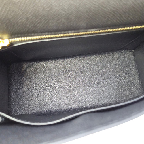 Sellier Kelly 25 Noir in Epsom Gold hardware