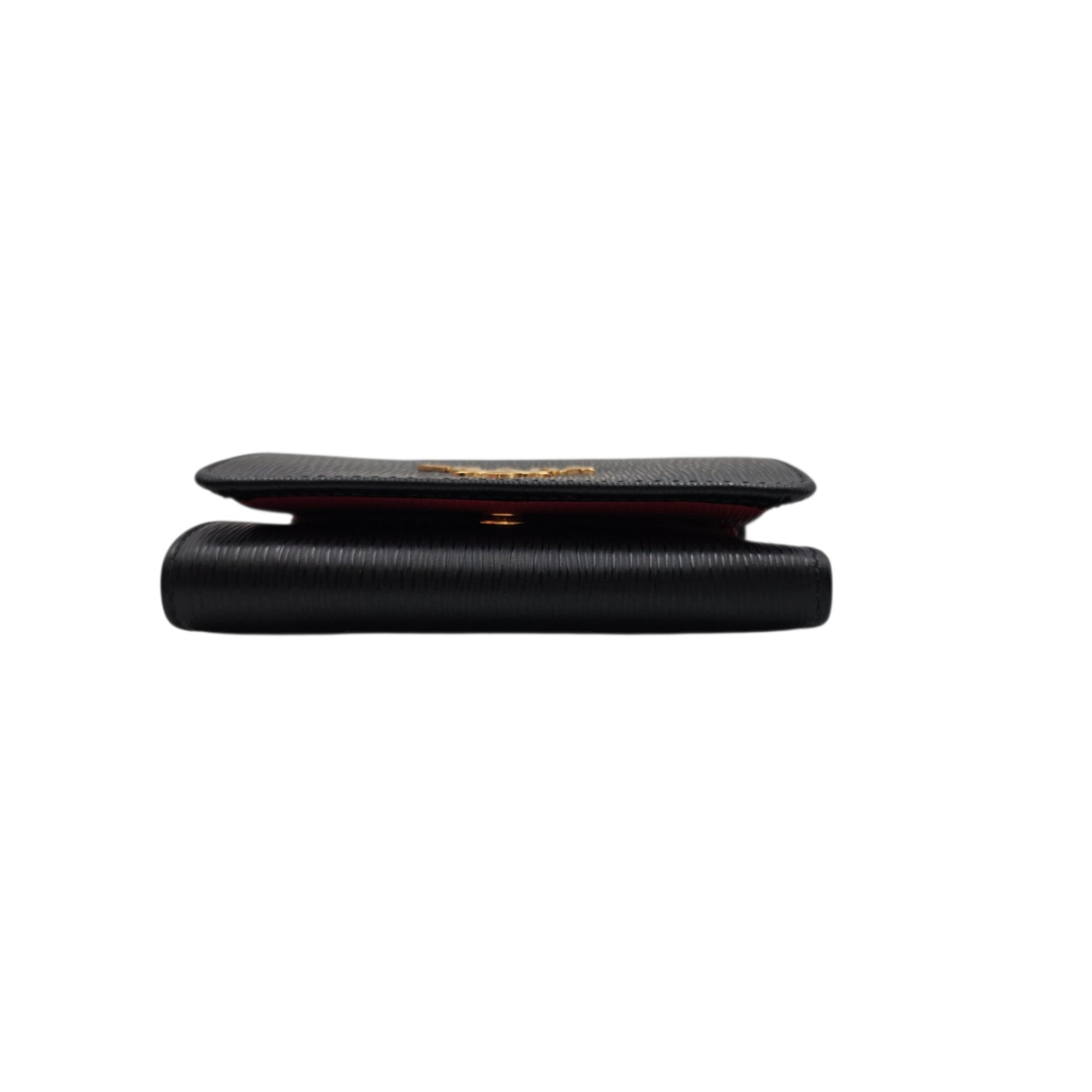 Vitello Move Bifold  Small Nero Wallet in Saffiano Leather Gold hardware