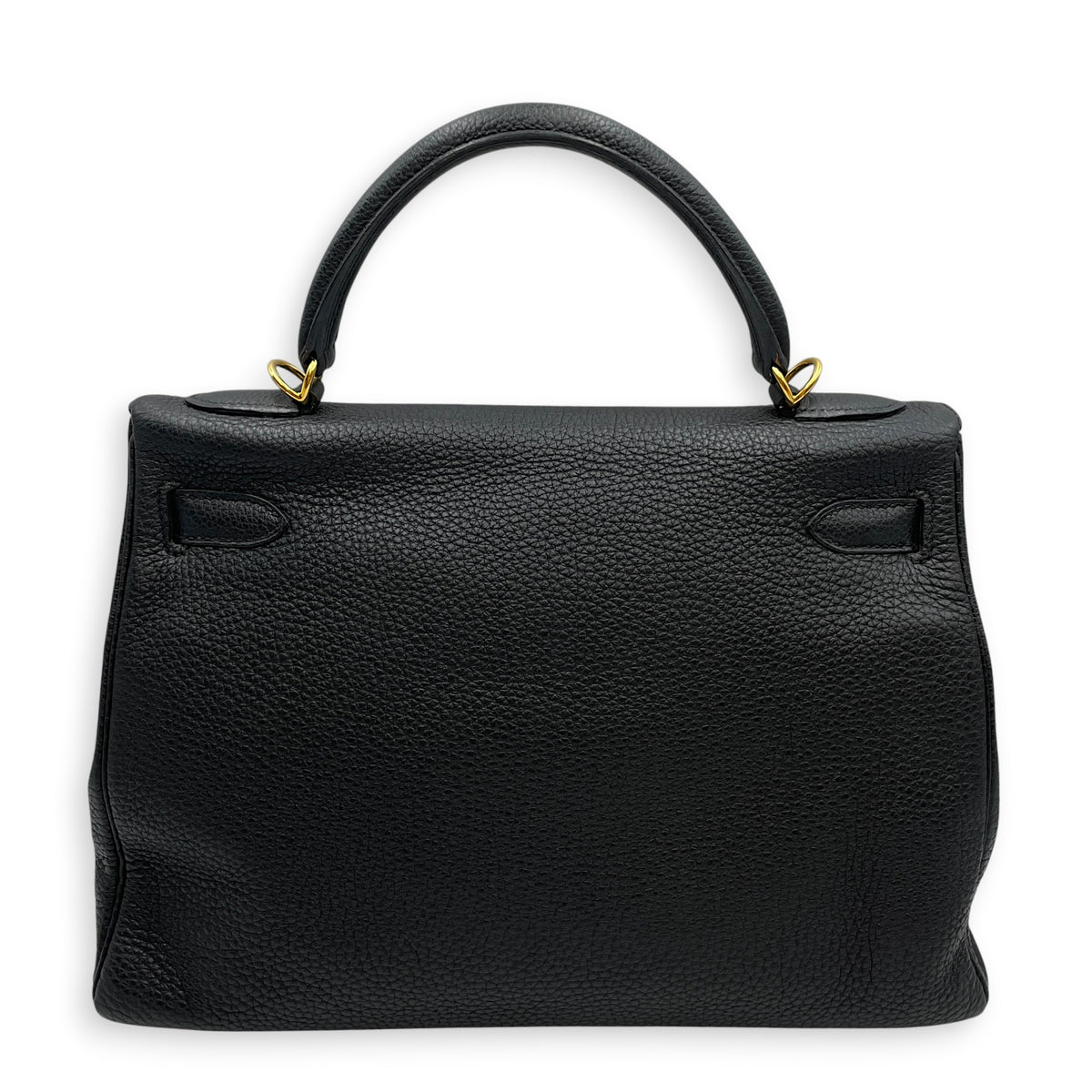Kelly 32 Noir in Togo Gold hardware