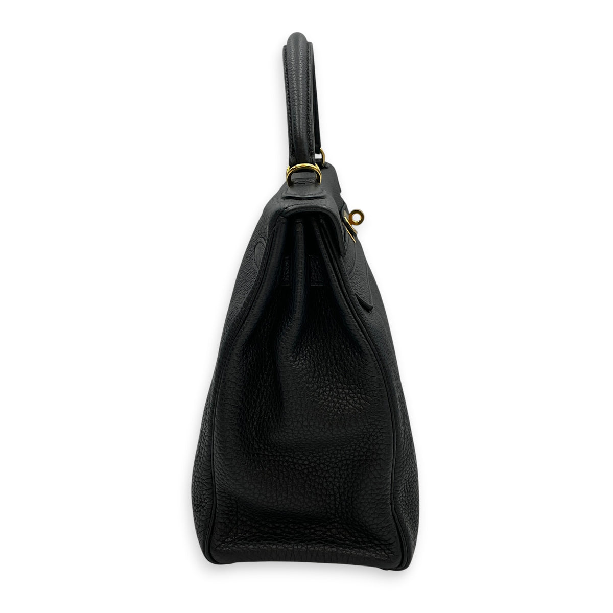 Kelly 32 Noir in Togo Gold hardware