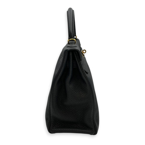 Kelly 32 Noir in Togo Gold hardware