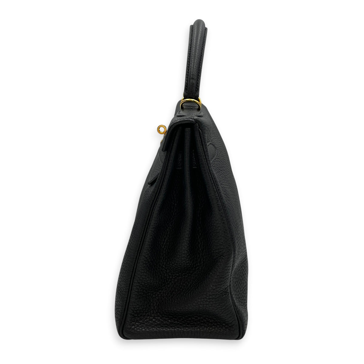 Kelly 32 Noir in Togo Gold hardware