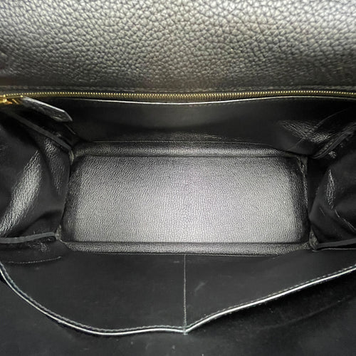 Kelly 32 Noir in Togo Gold hardware