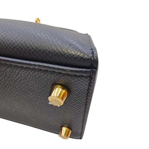 Sellier Kelly 25 Bleu Indigo in Epsom Gold hardware