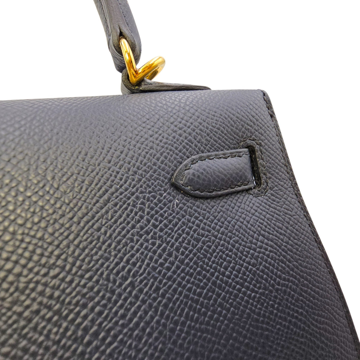 Sellier Kelly 25 Bleu Indigo in Epsom Gold hardware