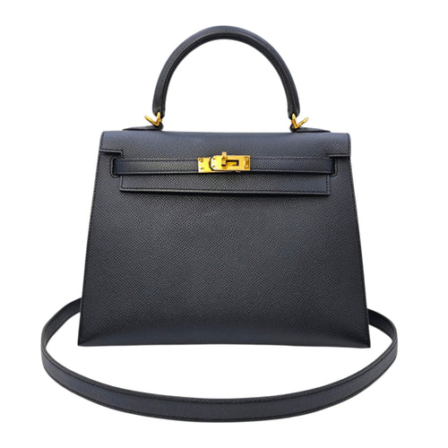 Sellier Kelly 25 Bleu Indigo in Epsom Gold hardware