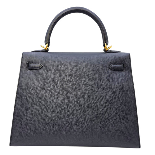 Sellier Kelly 25 Bleu Indigo in Epsom Gold hardware