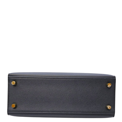 Sellier Kelly 25 Bleu Indigo in Epsom Gold hardware