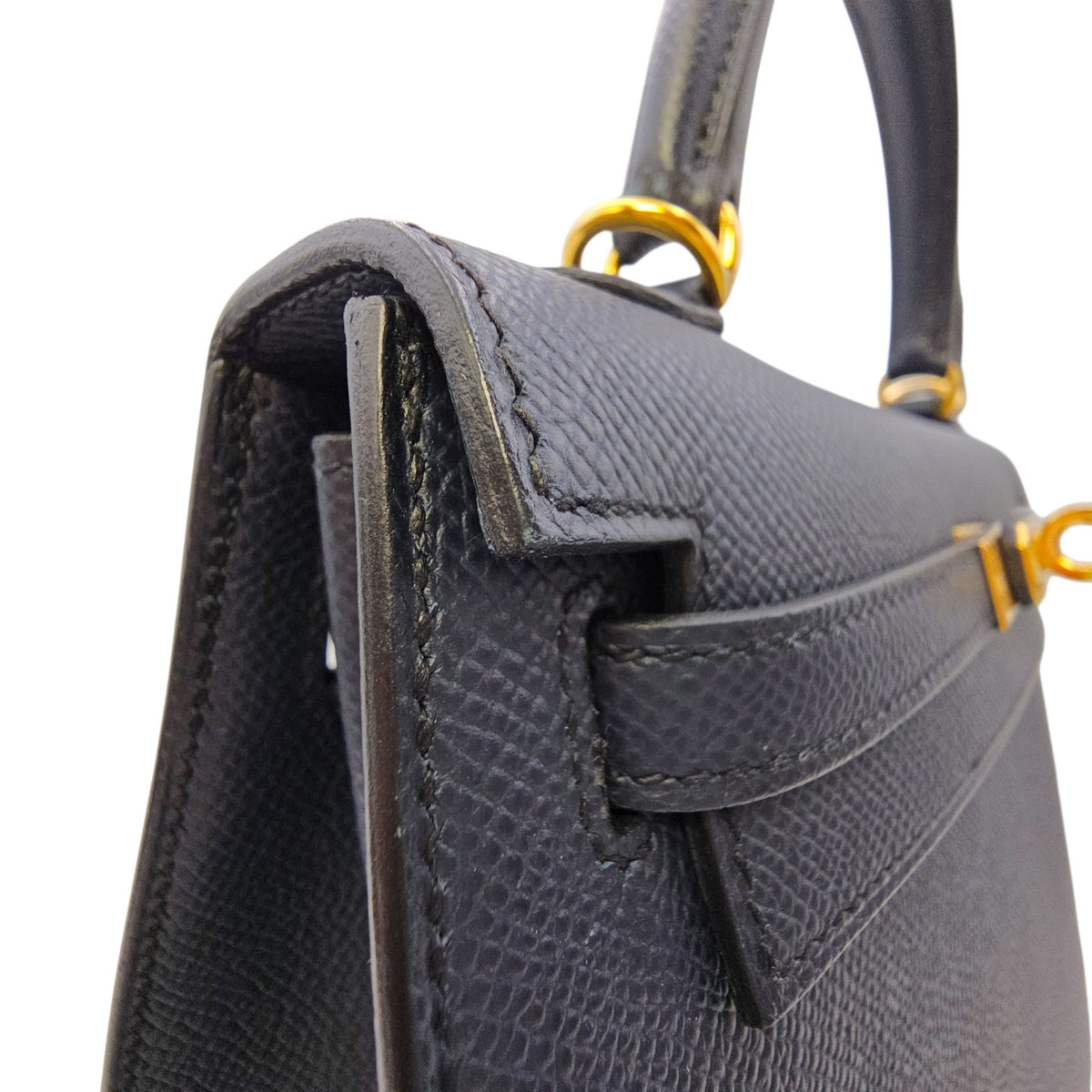 Sellier Kelly 25 Bleu Indigo in Epsom Gold hardware