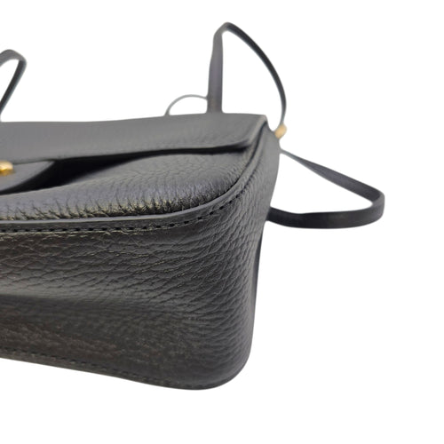 Mini Flap Bag Black Shoulder Bag in Grained calfskin Gold hardware