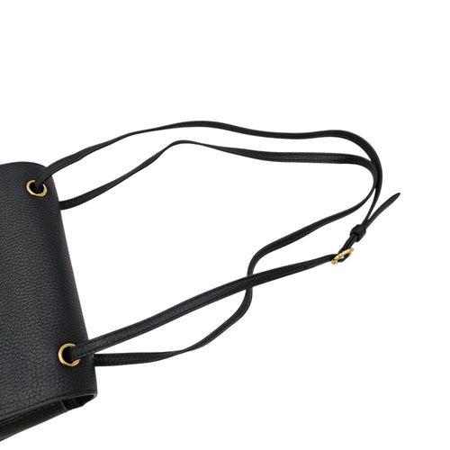Mini Flap Bag Black Shoulder Bag in Grained calfskin Gold hardware
