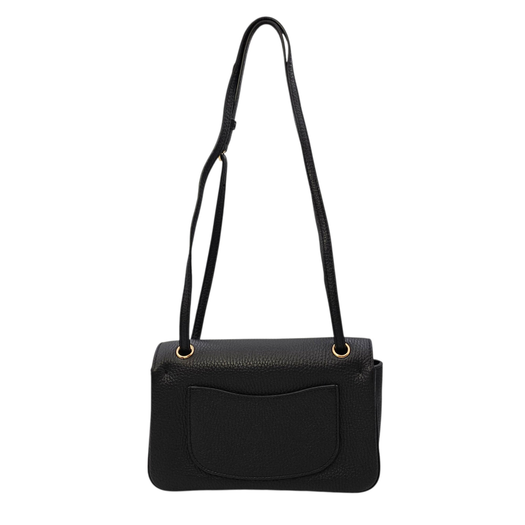 Mini Flap Bag Black Shoulder Bag in Grained calfskin Gold hardware